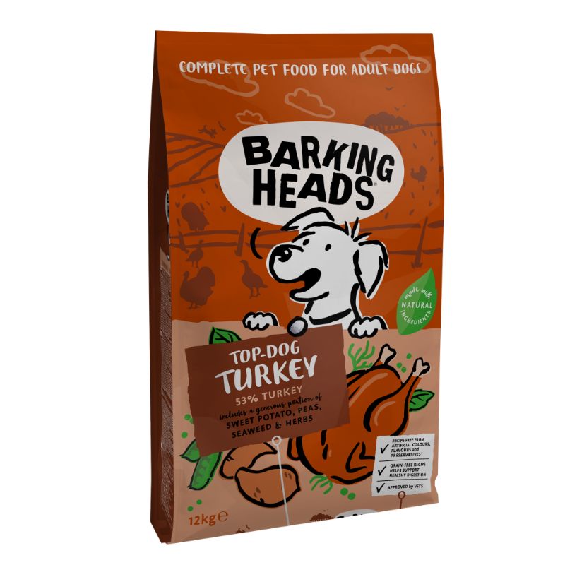 BARKING HEADS Top Dog Turkey Grain Free (Kalakutiena) 12kg